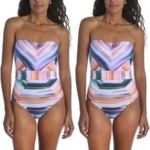 La Blanca Bandeau One Piece Swimsuit size 12 NWT strapless
